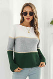 Momentlover Color Block Horizontal Ribbing Sweater