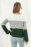 Momentlover Color Block Horizontal Ribbing Sweater