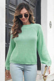 Momentlover Round Neck Rib-Knit Sweater