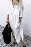 Momentlover Fashion Street Solid Turndown Collar Shirt Dress Dresses