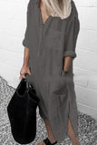 Momentlover Fashion Street Solid Turndown Collar Shirt Dress Dresses