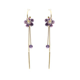 C-ring long purple Tassel Earrings