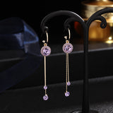 C-ring long purple Tassel Earrings