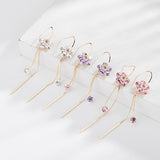 C-ring long purple Tassel Earrings