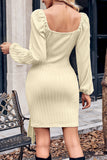 Momentlover Casual Street Solid Bandage V Neck A Line Dresses