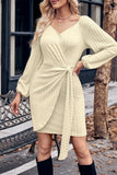 Momentlover Casual Street Solid Bandage V Neck A Line Dresses