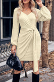 Momentlover Casual Street Solid Bandage V Neck A Line Dresses