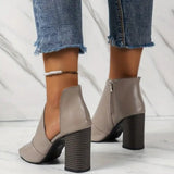 themeisles - Grey Casual Patchwork Asymmetrical Fish Mouth Out Door Wedges Shoes (Heel Height 3.54in)