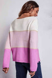 Momentlover Color Block Horizontal Ribbing Sweater