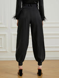 momentlover Simple High Waisted Black Casual Harem Pants Bottoms