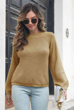 Momentlover Round Neck Rib-Knit Sweater