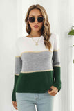 Momentlover Color Block Horizontal Ribbing Sweater