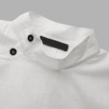 momentlover Solid Color Stand Collar Cap-Sleeve Shirts