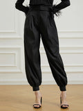 momentlover Simple High Waisted Black Casual Harem Pants Bottoms