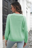 Momentlover Round Neck Rib-Knit Sweater