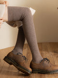 momentlover Casual Wool Solid Color Over The Knee Stockings Accessories