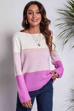 Momentlover Color Block Horizontal Ribbing Sweater