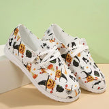 themeisles - White Casual Patchwork Printing Round Comfortable Out Door Shoes