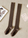 momentlover Casual Wool Solid Color Over The Knee Stockings Accessories