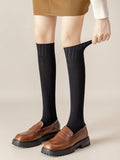 momentlover Casual Breathable Solid Color Mid-Calf Socks