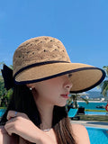 Momentlover Wide Side Bowknot Belly-Hollow Sun-protection Hats&Caps