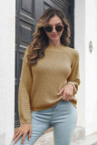 Momentlover Round Neck Rib-Knit Sweater