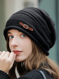 Momentlover Keep Warm Buckle Knitted Hats