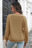 Momentlover Round Neck Rib-Knit Sweater