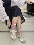 momentlover Wood Ear Lace Pleated Socks