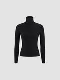 - Basic Turtleneck Ribbed Blouse