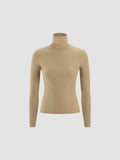 - Basic Turtleneck Ribbed Blouse