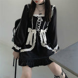 Japanese Lolita Gothic Dress Girl Patchwork Vintage Designer Mini Dress Japan Style Kawaii Clothes Fall Dresses For Women