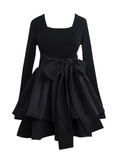 - A-line Long Sleeves Black Dress  GEU708