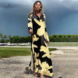 Print Retro Embroidered Green Bat Sleeve Kaftan Woman Clothes Vintage Tassel Summer Dress Beach Wear Maxi Dresses A1048