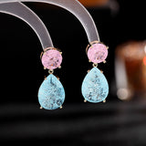 S925 silver needle ice crack zircon Water Drop Earrings