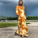 Print Retro Embroidered Green Bat Sleeve Kaftan Woman Clothes Vintage Tassel Summer Dress Beach Wear Maxi Dresses A1048