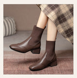 themeisles Autumn Winter New Ankle Socks Shoes Women Fashion Large Size  Knitted Short Boots Women Slip On High Heels