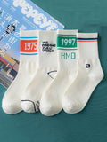 momentlover Simple Letter Sports Cotton Socks