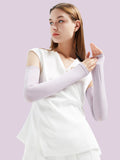 momentlover Simple Ice Silk Sun Protection Solid Color Sleevelet