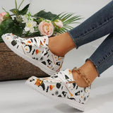 themeisles - White Casual Patchwork Printing Round Comfortable Out Door Shoes