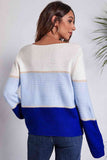 Momentlover Color Block Horizontal Ribbing Sweater