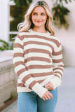 Momentlover Striped Round Neck Long Sleeve Sweater