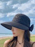 Momentlover Wide Side Bowknot Belly-Hollow Sun-protection Hats&Caps