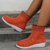 themeisles - Tangerine Red Casual Patchwork Round Comfortable Out Door Shoes