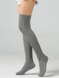 momentlover Home Wear Keep Warm Jacquard Solid Color Stockings Accessories