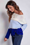 Momentlover Color Block Horizontal Ribbing Sweater