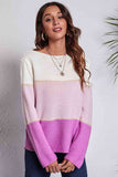 Momentlover Color Block Horizontal Ribbing Sweater