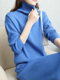 Momentlover Urban Loose Solid Color High-Neck Sweater Tops & Skirts Bottoms Suits