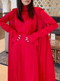 Momentlover Solid Color Loose Long Sleeves High-neck Maxi Dresses