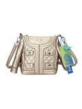 Momentlover Geometric Rhine Stones Zipper Crossbody Bags